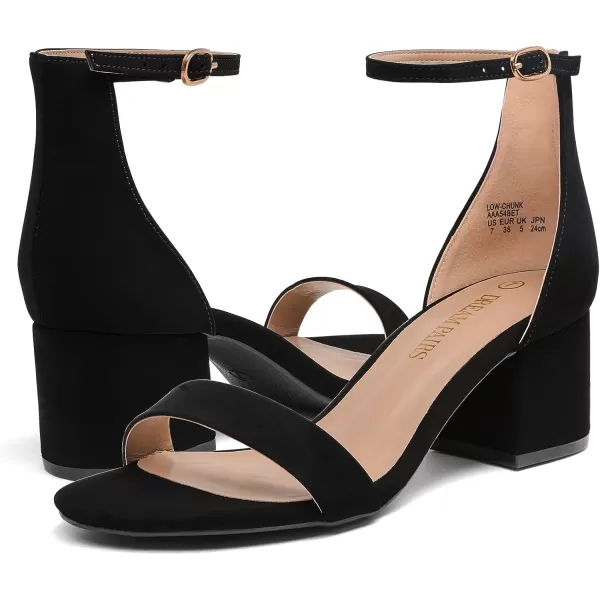 imageDREAM PAIRS Womens LowChunk Low Heel Pump SandalsBlackNubuck