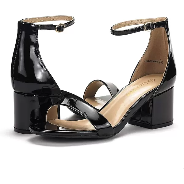 imageDREAM PAIRS Womens LowChunk Low Heel Pump SandalsBlackPat