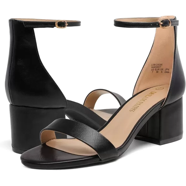 imageDREAM PAIRS Womens LowChunk Low Heel Pump SandalsBlackPu