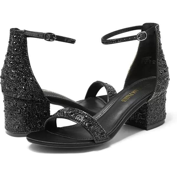 imageDREAM PAIRS Womens LowChunk Low Heel Pump SandalsBlackRhinestone