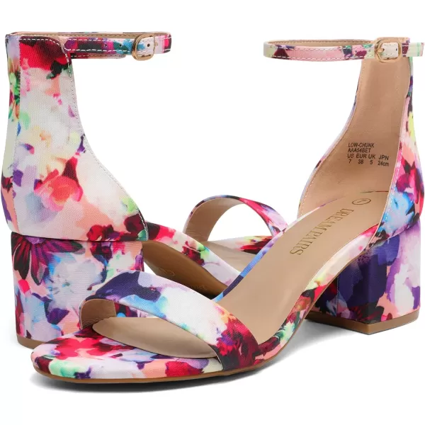 imageDREAM PAIRS Womens LowChunk Low Heel Pump SandalsFloral