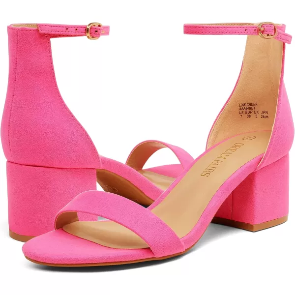 imageDREAM PAIRS Womens LowChunk Low Heel Pump SandalsFuchsiaSuede