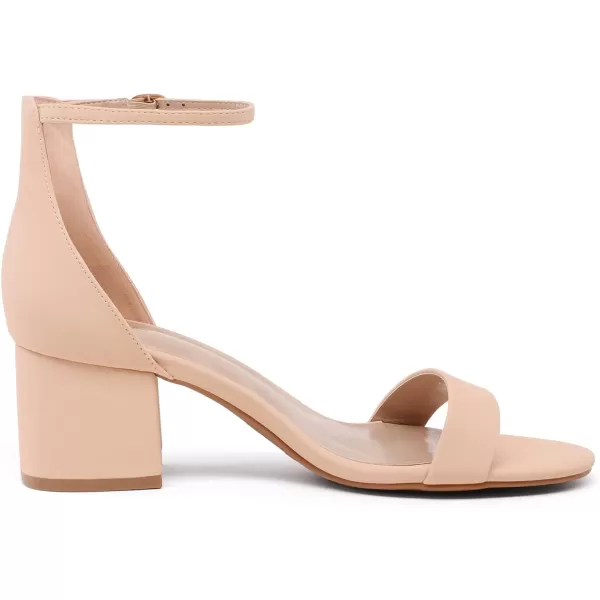 imageDREAM PAIRS Womens LowChunk Low Heel Pump SandalsNudeNubuck