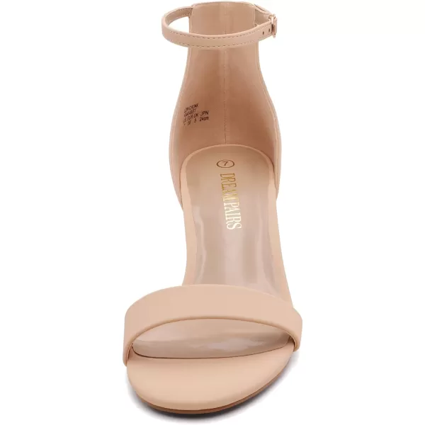 imageDREAM PAIRS Womens LowChunk Low Heel Pump SandalsNudeNubuck