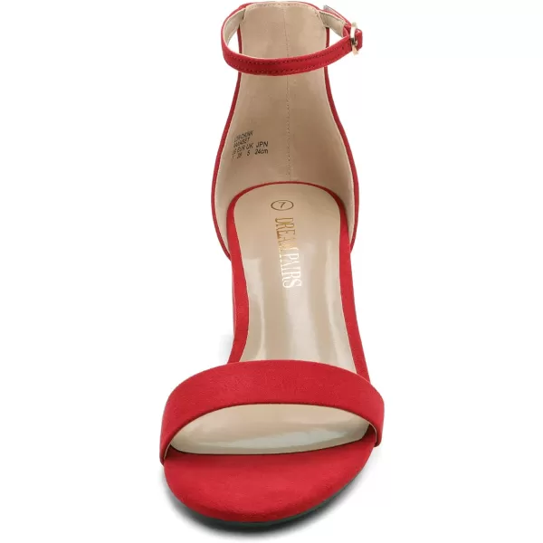 imageDREAM PAIRS Womens LowChunk Low Heel Pump SandalsRedSuede