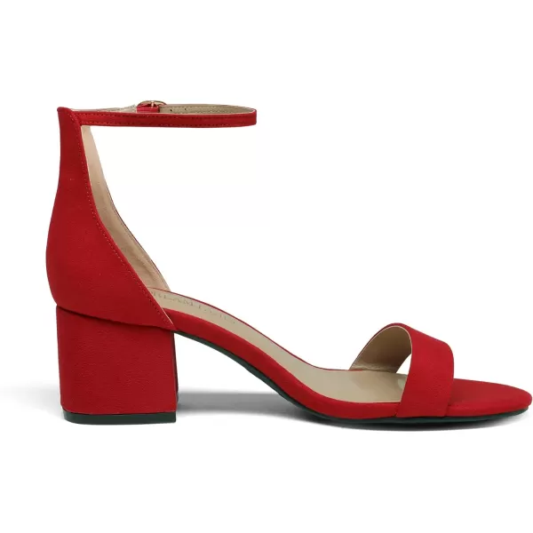 imageDREAM PAIRS Womens LowChunk Low Heel Pump SandalsRedSuede