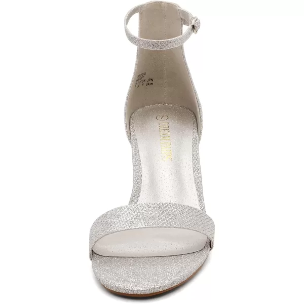 imageDREAM PAIRS Womens LowChunk Low Heel Pump SandalsSilverGlitter