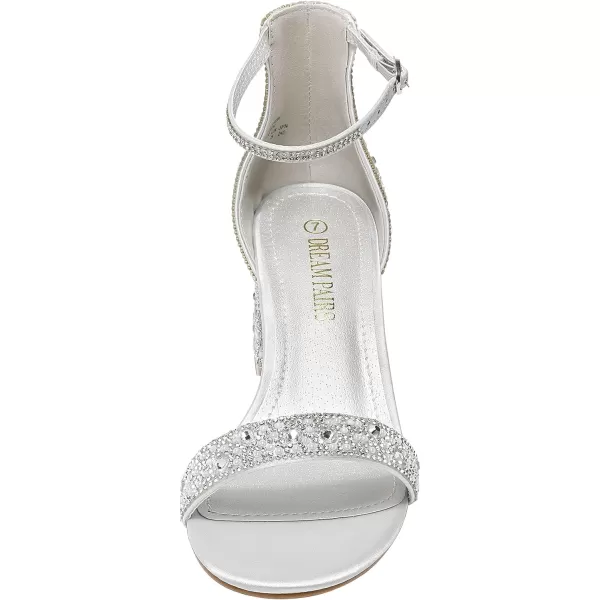 imageDREAM PAIRS Womens LowChunk Low Heel Pump SandalsSilverRhinestone