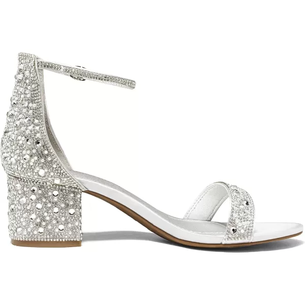 imageDREAM PAIRS Womens LowChunk Low Heel Pump SandalsSilverRhinestone