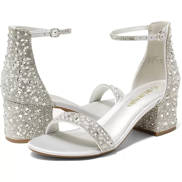 imageDREAM PAIRS Womens LowChunk Low Heel Pump SandalsSilverRhinestone