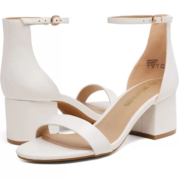 imageDREAM PAIRS Womens LowChunk Low Heel Pump SandalsWhitePu