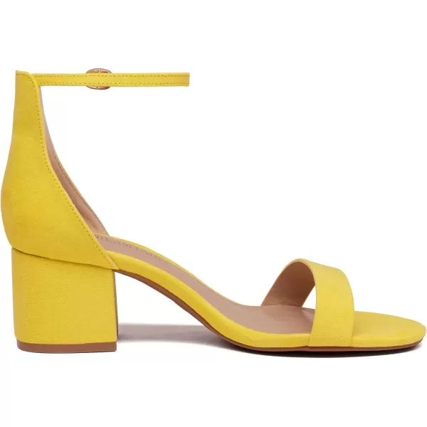 imageDREAM PAIRS Womens LowChunk Low Heel Pump SandalsYellowSuede