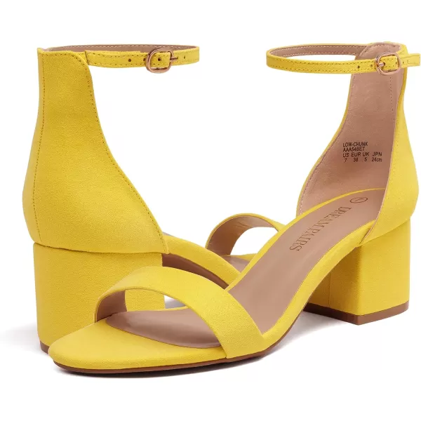 imageDREAM PAIRS Womens LowChunk Low Heel Pump SandalsYellowSuede