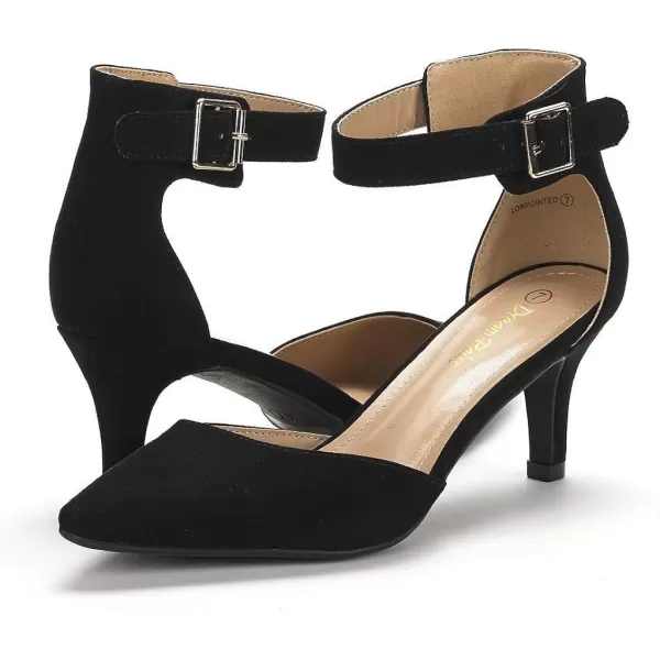 imageDREAM PAIRS Womens Lowpointed Low Heel Dress Pump ShoesBlackSuede