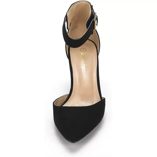 imageDREAM PAIRS Womens Lowpointed Low Heel Dress Pump ShoesBlackSuede