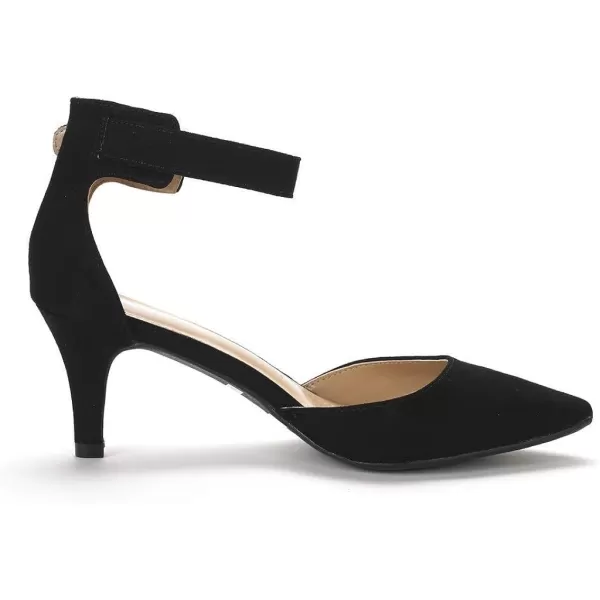 imageDREAM PAIRS Womens Lowpointed Low Heel Dress Pump ShoesBlackSuede