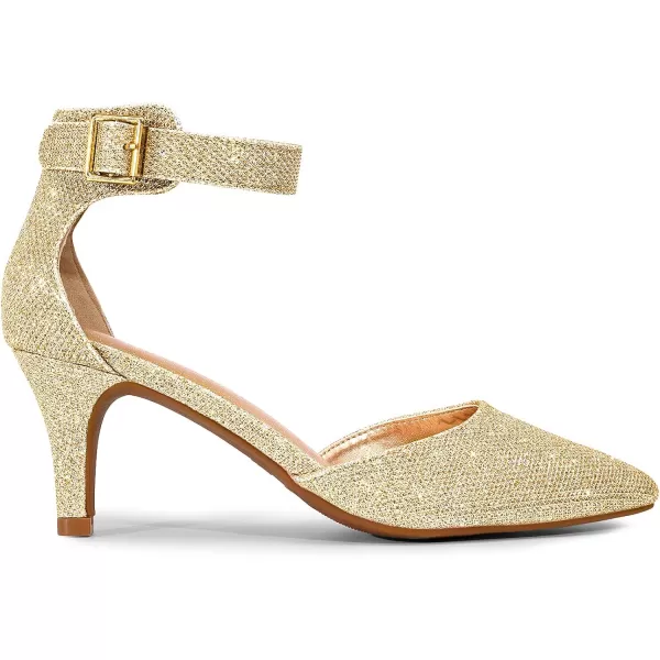 imageDREAM PAIRS Womens Lowpointed Low Heel Dress Pump ShoesGoldGlitter
