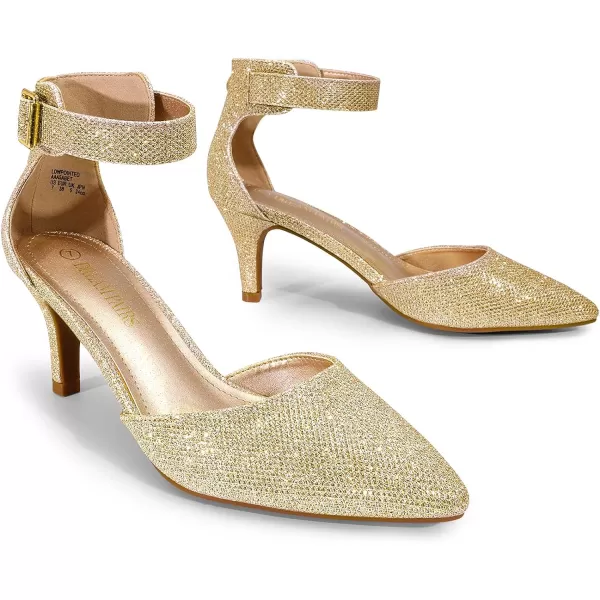 imageDREAM PAIRS Womens Lowpointed Low Heel Dress Pump ShoesGoldGlitter