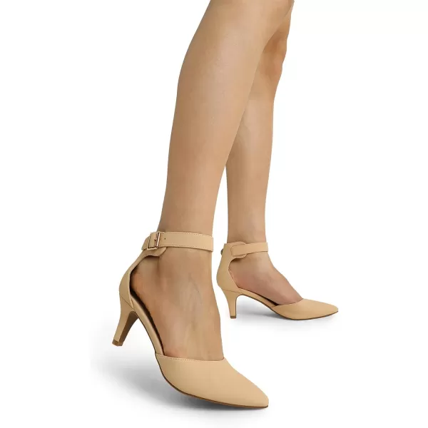 imageDREAM PAIRS Womens Lowpointed Low Heel Dress Pump ShoesNudeNubuck
