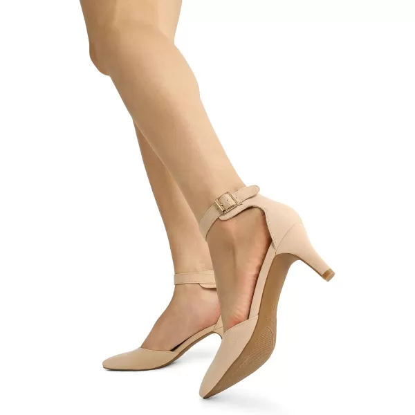 imageDREAM PAIRS Womens Lowpointed Low Heel Dress Pump ShoesNudeSuede