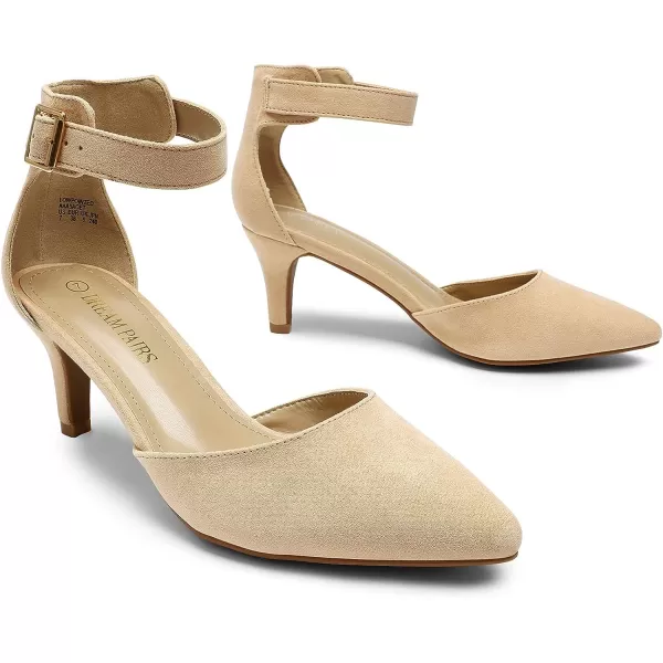 imageDREAM PAIRS Womens Lowpointed Low Heel Dress Pump ShoesNudeSuede