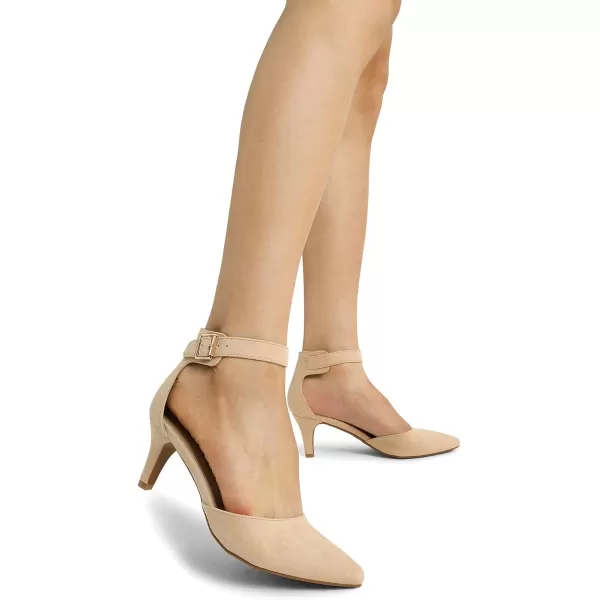 imageDREAM PAIRS Womens Lowpointed Low Heel Dress Pump ShoesNudeSuede