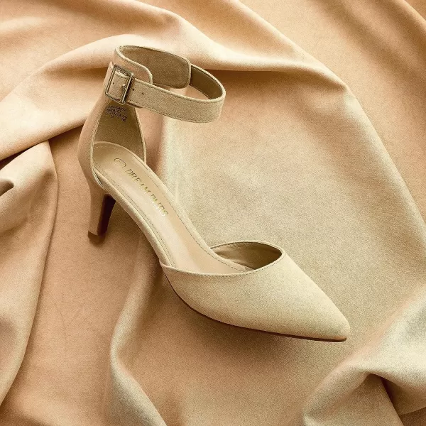 imageDREAM PAIRS Womens Lowpointed Low Heel Dress Pump ShoesNudeSuede