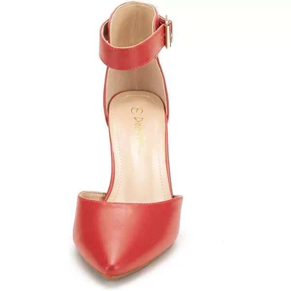imageDREAM PAIRS Womens Lowpointed Low Heel Dress Pump ShoesRedPu