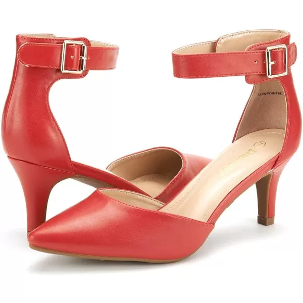imageDREAM PAIRS Womens Lowpointed Low Heel Dress Pump ShoesRedPu