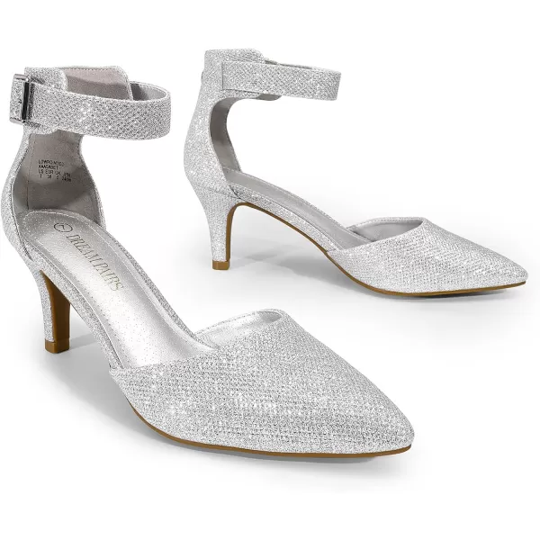 imageDREAM PAIRS Womens Lowpointed Low Heel Dress Pump ShoesSilverGlitter