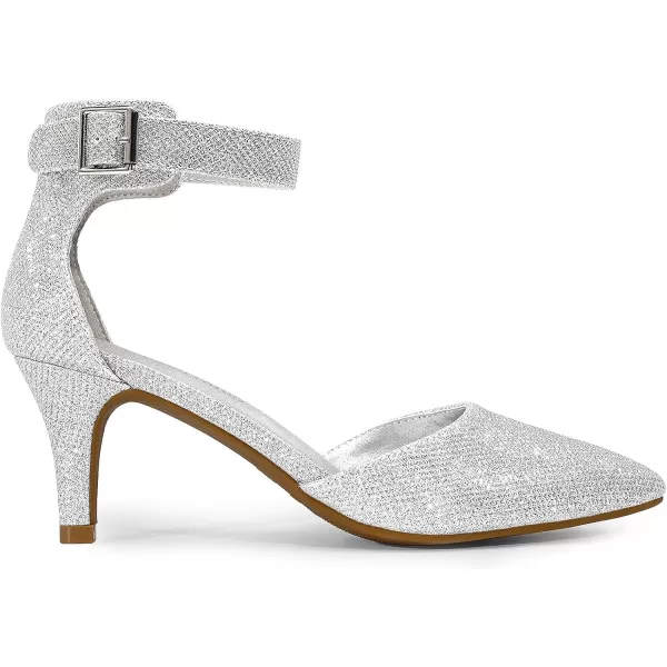 imageDREAM PAIRS Womens Lowpointed Low Heel Dress Pump ShoesSilverGlitter
