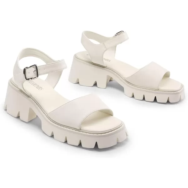 imageDREAM PAIRS Womens Lug Sole Low Platform Chunky Block Heels Square Toe Ankle Straps SandalsBeige