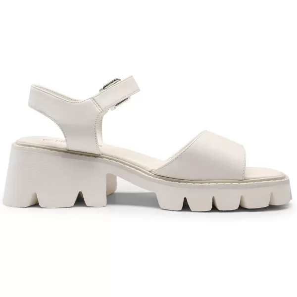 imageDREAM PAIRS Womens Lug Sole Low Platform Chunky Block Heels Square Toe Ankle Straps SandalsBeige