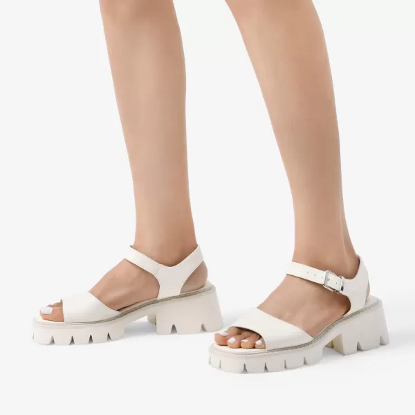 imageDREAM PAIRS Womens Lug Sole Low Platform Chunky Block Heels Square Toe Ankle Straps SandalsBeige