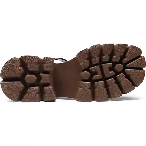 imageDREAM PAIRS Womens Lug Sole Low Platform Chunky Block Heels Square Toe Ankle Straps SandalsBrown