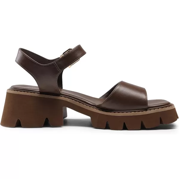 imageDREAM PAIRS Womens Lug Sole Low Platform Chunky Block Heels Square Toe Ankle Straps SandalsBrown
