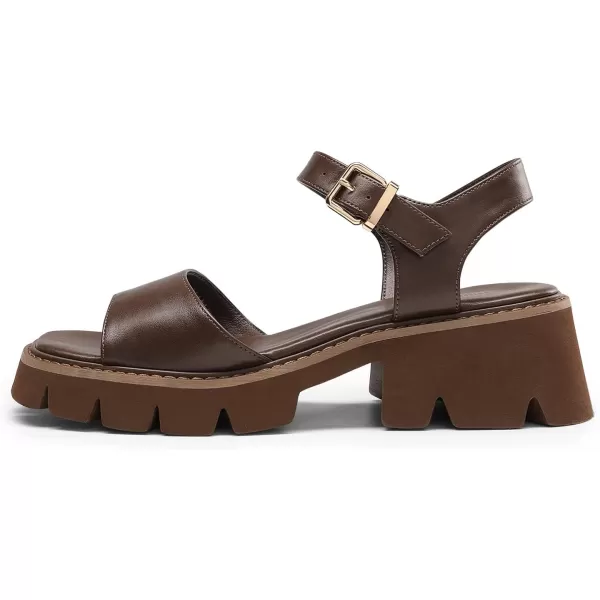 imageDREAM PAIRS Womens Lug Sole Low Platform Chunky Block Heels Square Toe Ankle Straps SandalsBrown