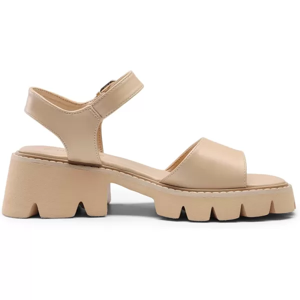 imageDREAM PAIRS Womens Lug Sole Low Platform Chunky Block Heels Square Toe Ankle Straps SandalsNude