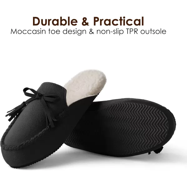 imageDREAM PAIRS Womens Memory Foam Moccasin Cozy House Slippers with Fuzzy and Warm Sherpa Fleece Lining Suede Ladies Slipon Slippers Both for Indoor and OutdoorBlack