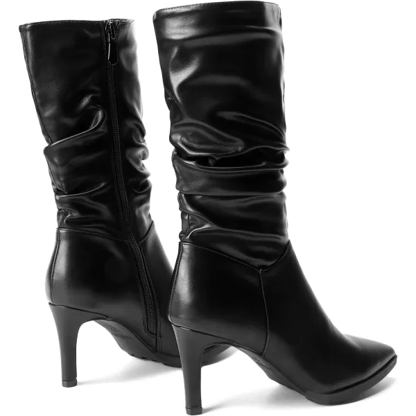 imageDREAM PAIRS Womens Mid Calf Boots High Heels Pointed Toe Zip Fashion Dressy BootBlack
