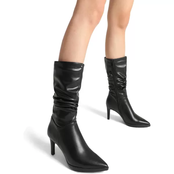 imageDREAM PAIRS Womens Mid Calf Boots High Heels Pointed Toe Zip Fashion Dressy BootBlack