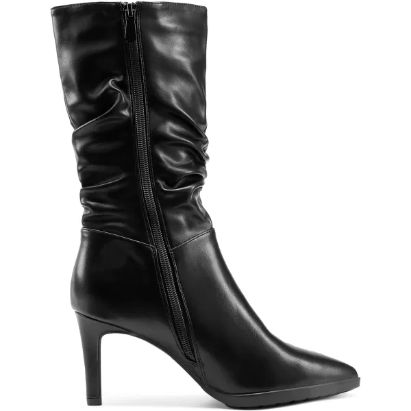 imageDREAM PAIRS Womens Mid Calf Boots High Heels Pointed Toe Zip Fashion Dressy BootBlack