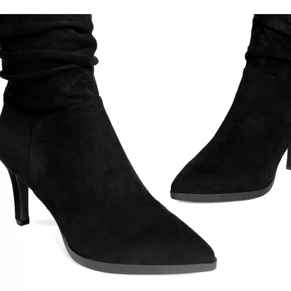 imageDREAM PAIRS Womens Mid Calf Boots High Heels Pointed Toe Zip Fashion Dressy BootBlack Suede