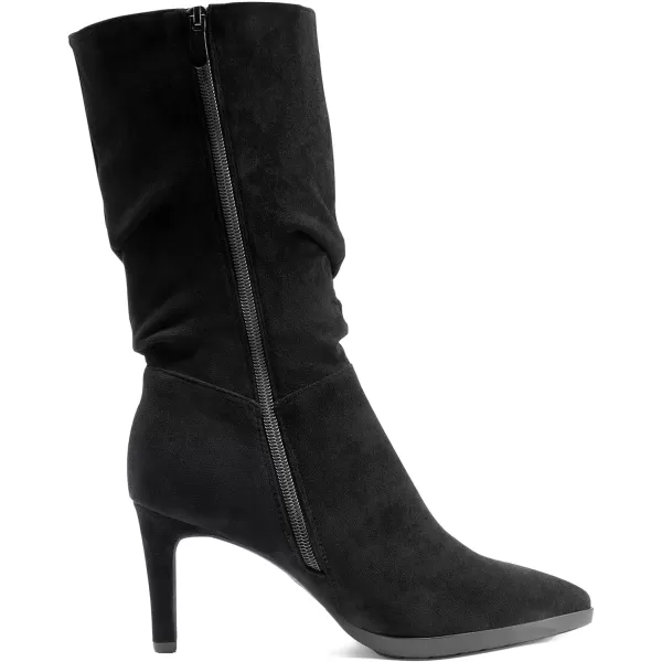 imageDREAM PAIRS Womens Mid Calf Boots High Heels Pointed Toe Zip Fashion Dressy BootBlack Suede