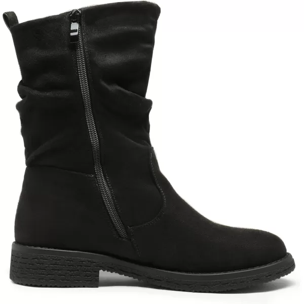 imageDREAM PAIRS Womens Mid Calf Combat Riding Fashion Winter BootsBlack