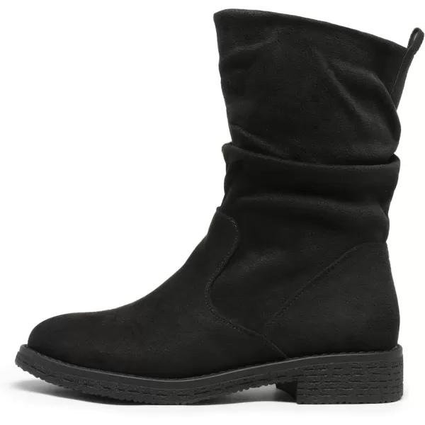 imageDREAM PAIRS Womens Mid Calf Combat Riding Fashion Winter BootsBlack