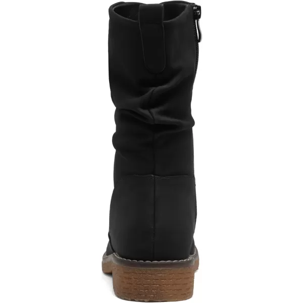imageDREAM PAIRS Womens Mid Calf Combat Riding Fashion Winter BootsBlackPu