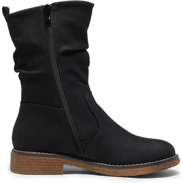 imageDREAM PAIRS Womens Mid Calf Combat Riding Fashion Winter BootsBlackPu