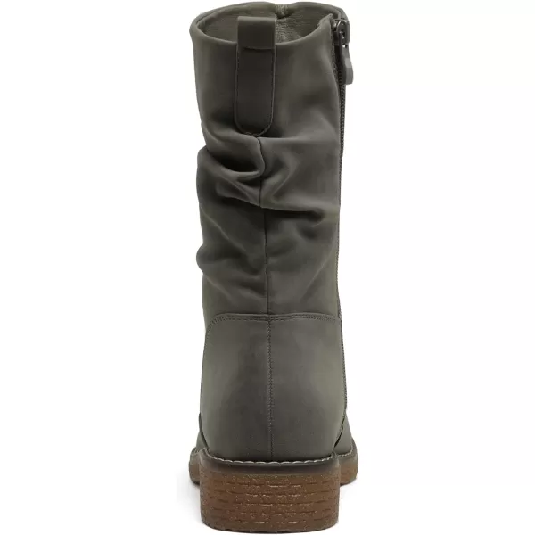 imageDREAM PAIRS Womens Mid Calf Combat Riding Fashion Winter BootsGreyPu