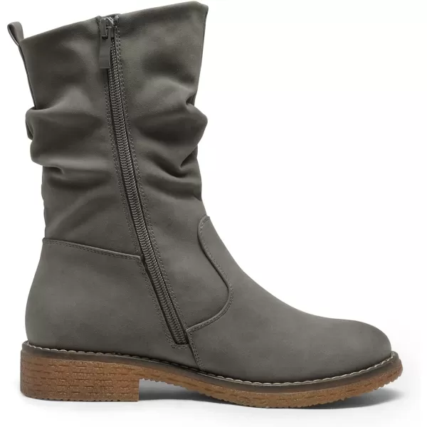 imageDREAM PAIRS Womens Mid Calf Combat Riding Fashion Winter BootsGreyPu